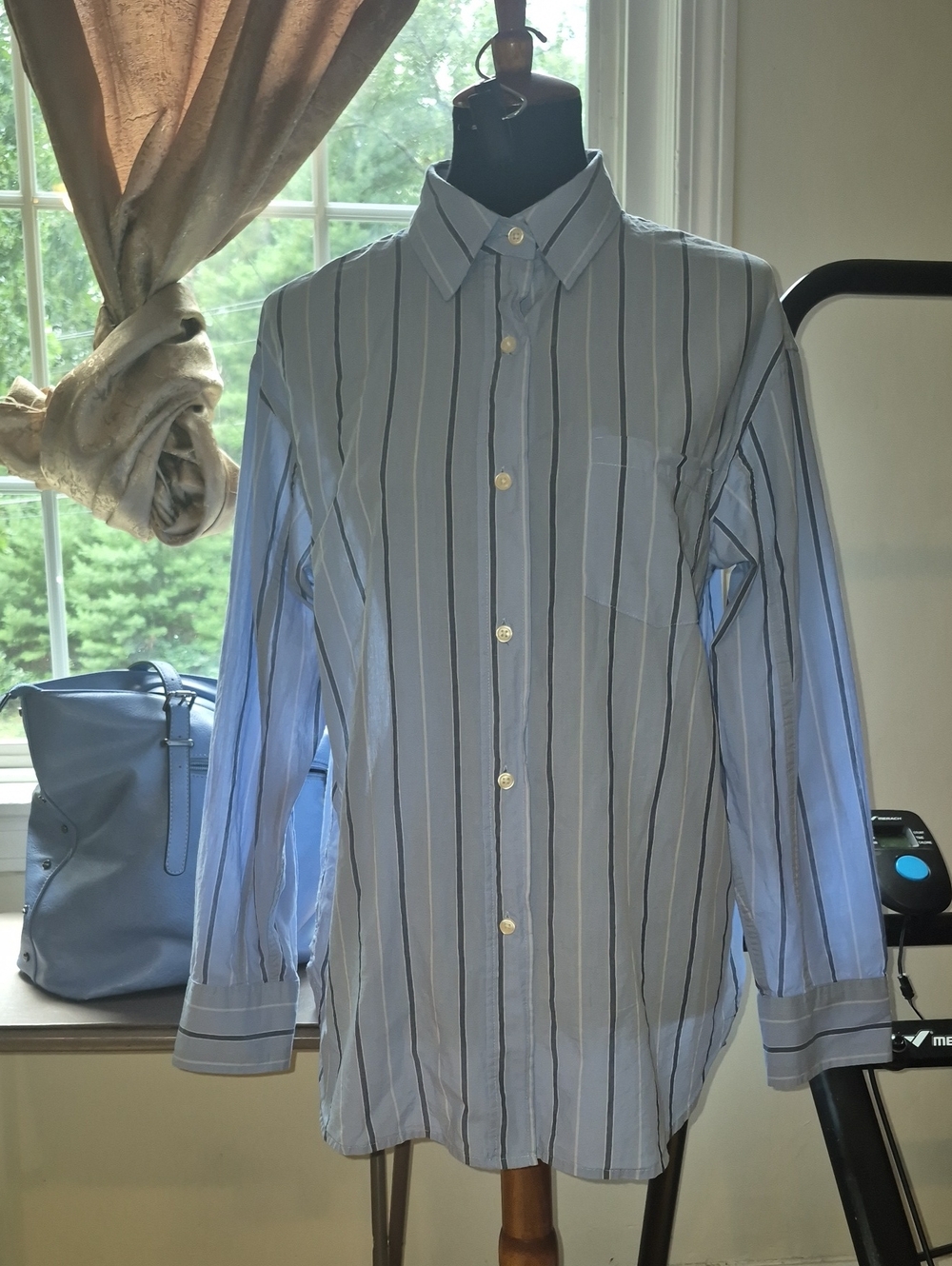 Sonoma  Small Light Blue and White Striped Dress Shirt